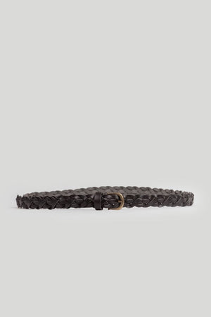 Cinturon Estrecho Trenzado Negro