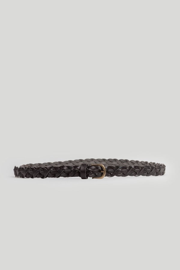 Cinturon Estrecho Trenzado Negro