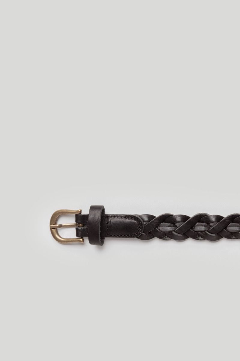 Black Narrow Braided Belt