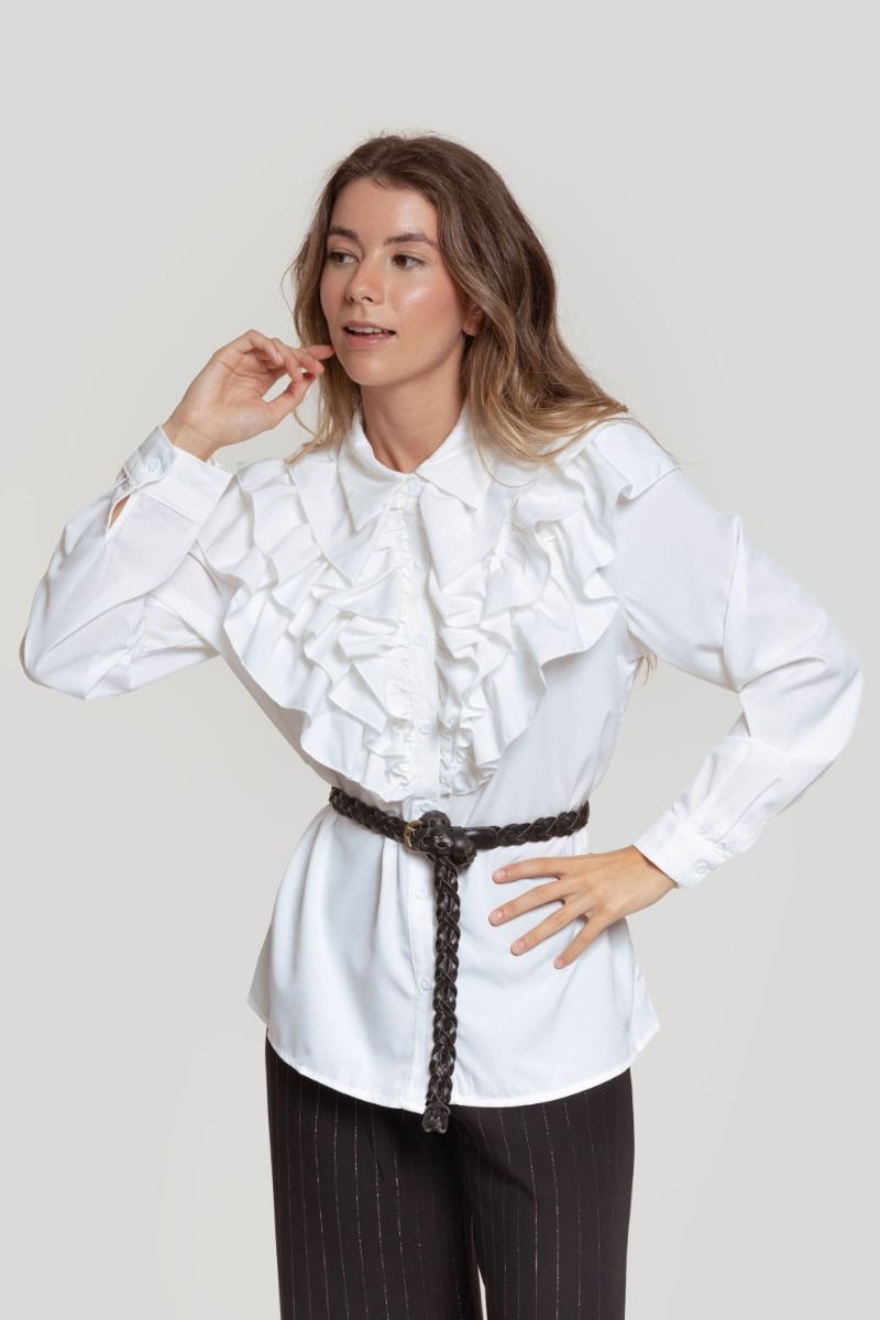 WHITE RUFFLED BLOUSE