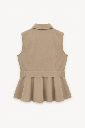 Chaleco Peplum Cinturón Beige