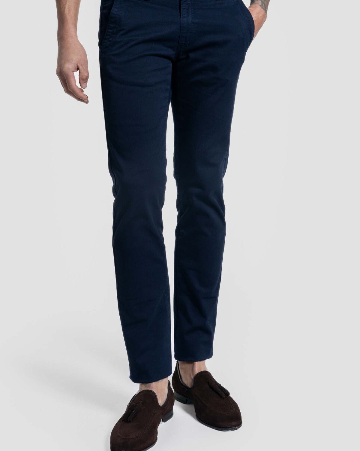 Calças Chino Debruadas Azul-Marinho