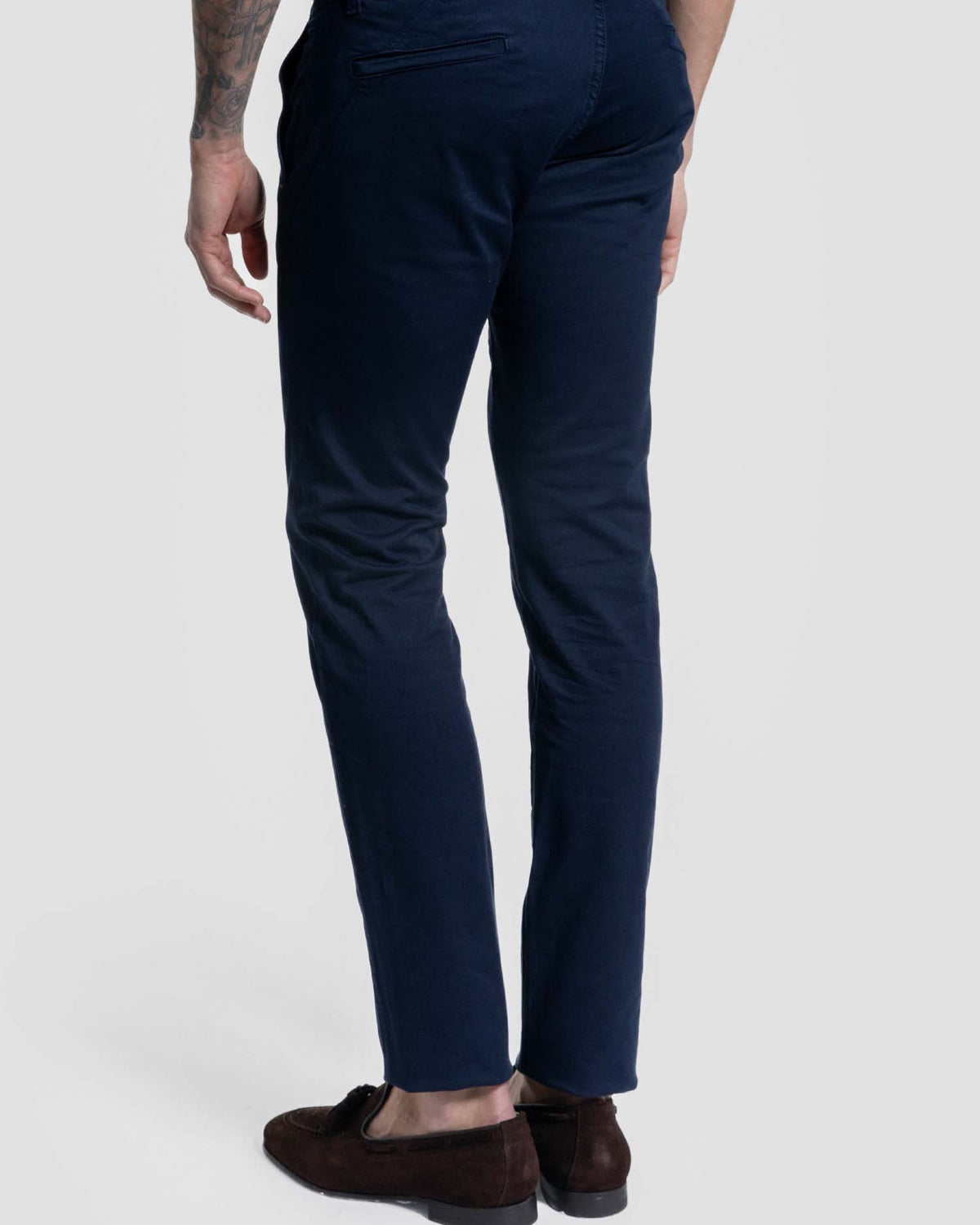 Calças Chino Debruadas Azul-Marinho
