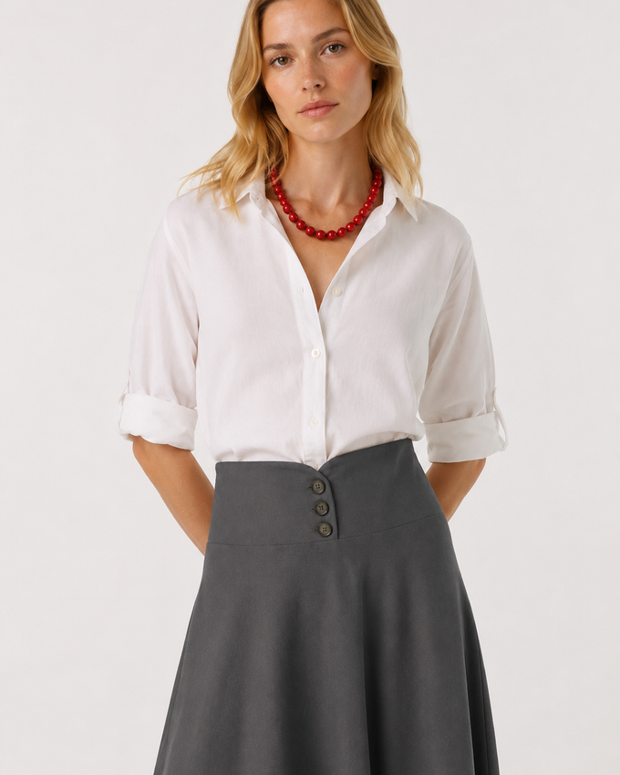 Falda Vuelo Midi Gris