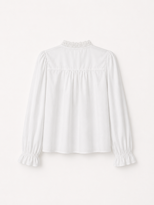 Blusa Con detalles en Perforado de Algodón