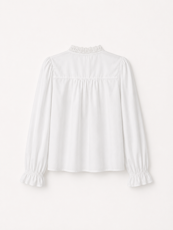 Blusa Con detalles en Perforado de Algodón