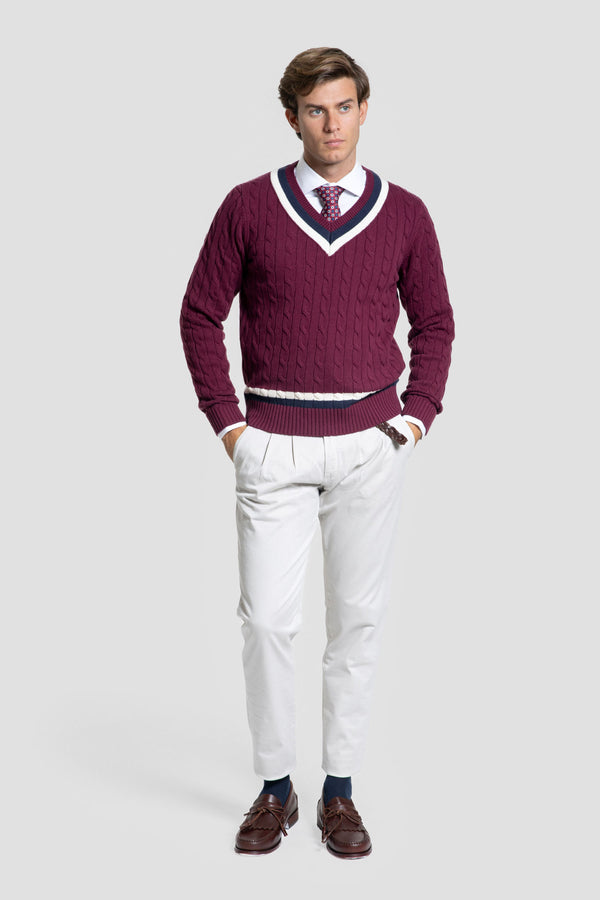 Jersey Cuello Pico Burdeos