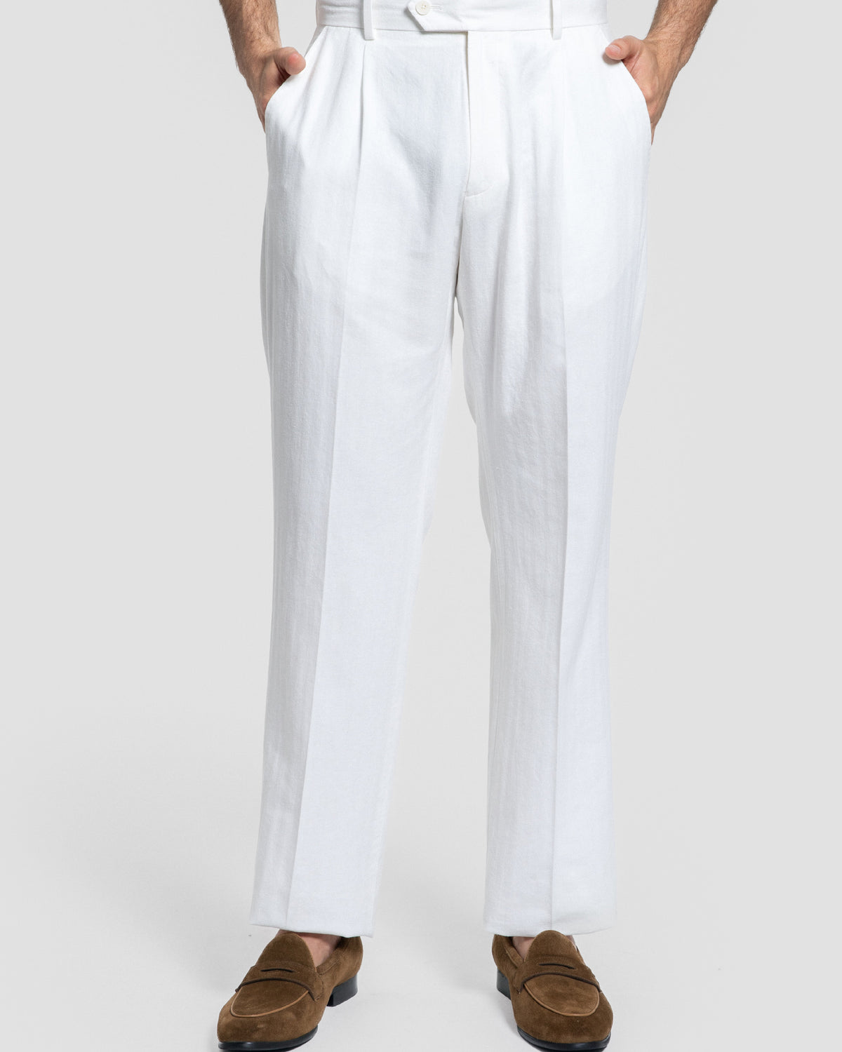 White Pleated Trousers