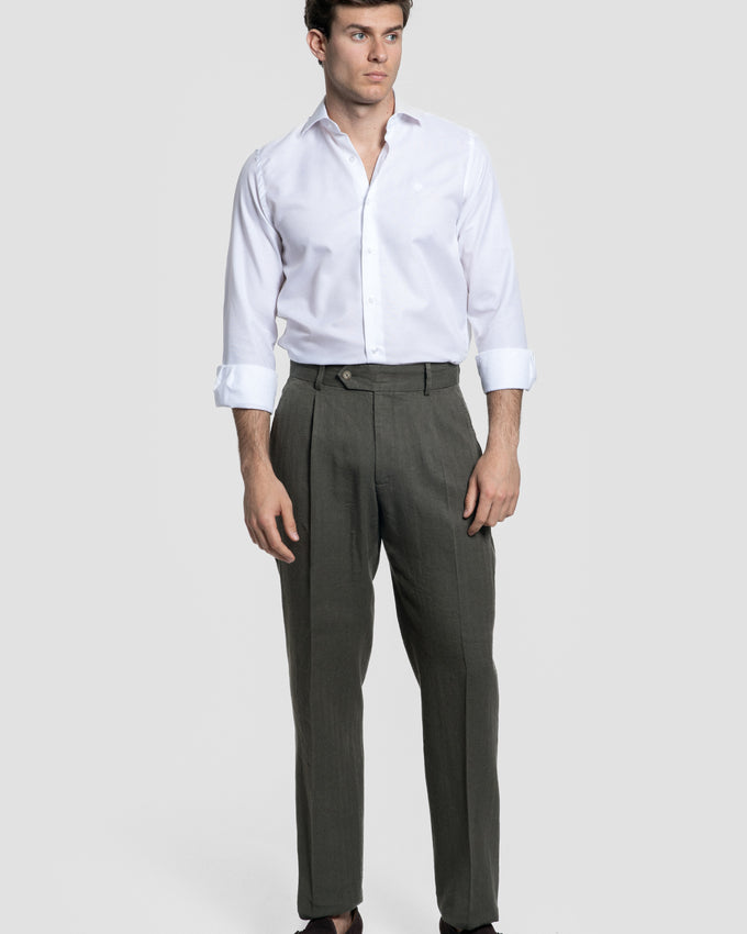 Pantalón Pinzas Bota Ancha Kaki