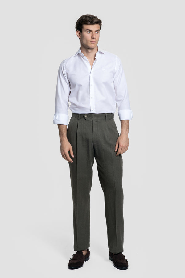 Pantalón Pinzas Bota Ancha Kaki