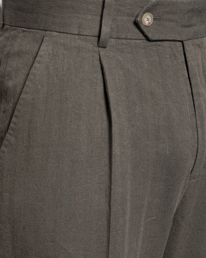 Pantalón Pinzas Bota Ancha Kaki