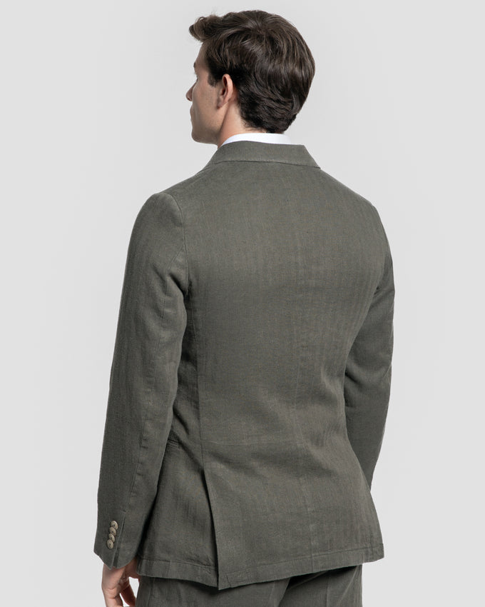 Khaki Herringbone Blazer