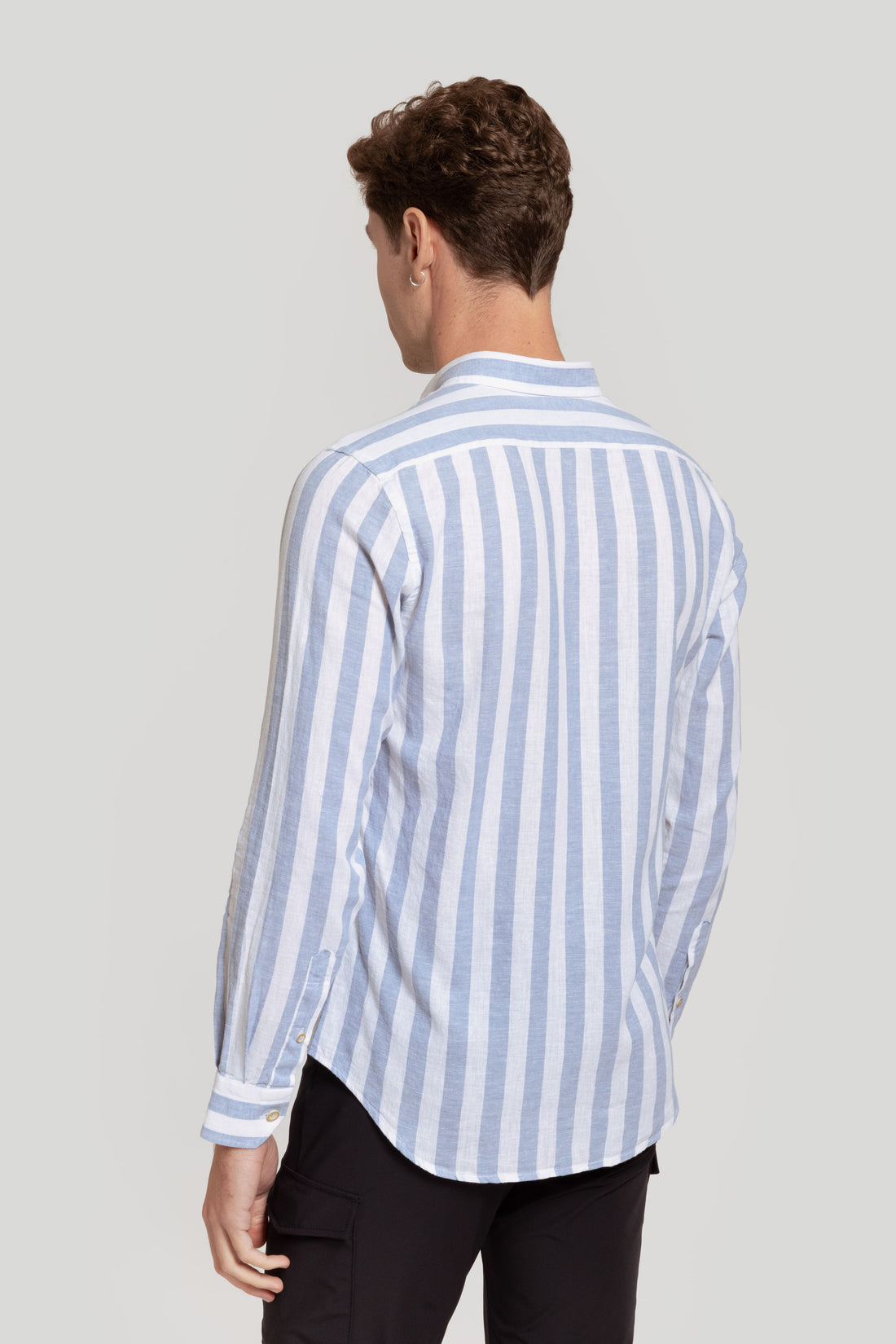 Light Blue Linen Striped Shirt