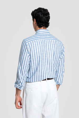 Camisa Lino Rayas Marino