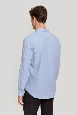 Camisa Algodón Lino Celeste