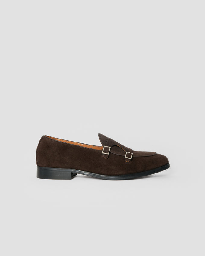 Mocasín Hebillas de Ante Chocolate
