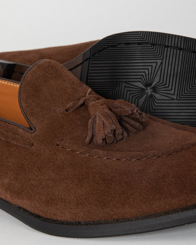 Brown Suede Tassel Loafer