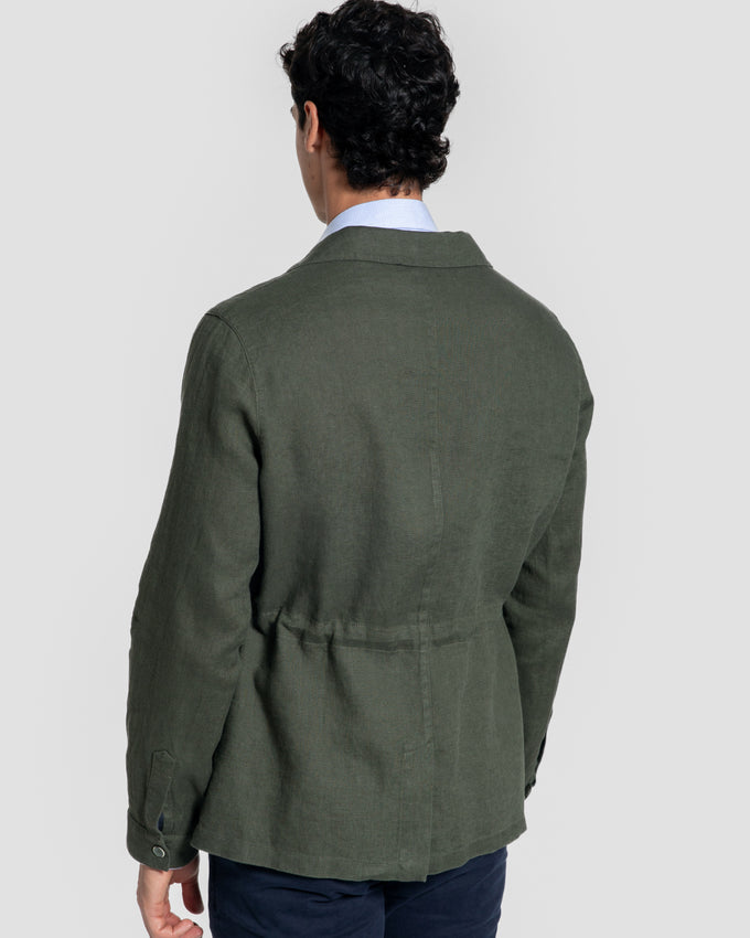 Sobre-Camisa Lino Kaki Multi-bolsillos