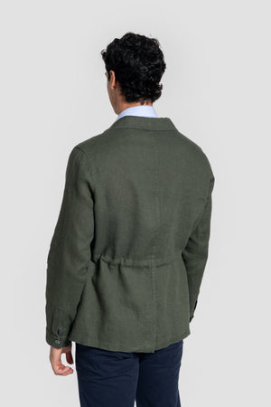 Sobre-Camisa Lino Kaki Multi-bolsillos