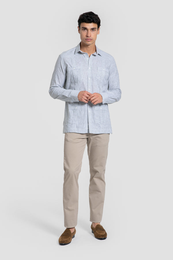 Guayabera Rayas Kaki