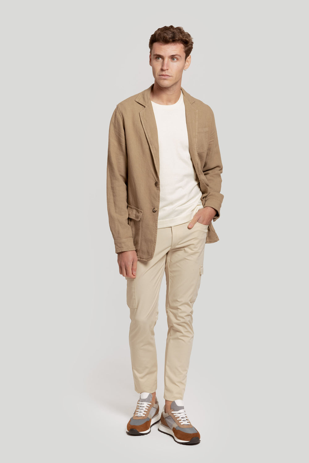 Americana Sport Algodon Lino Camel