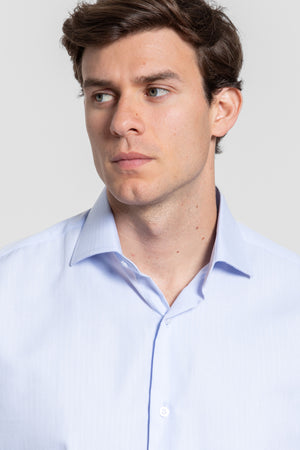 Sky Blue Herringbone Dress Shirt