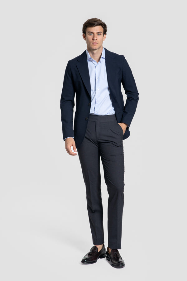 Sky Blue Herringbone Dress Shirt