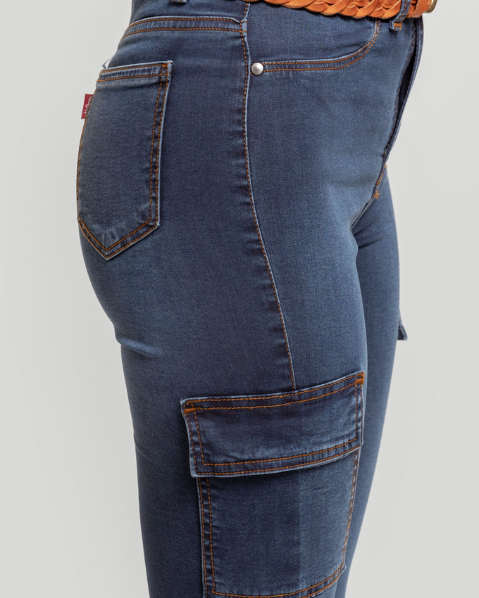 Pantalón Cargo Denim Piedra - Raíces