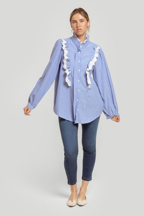 Blusa Volantes Celeste