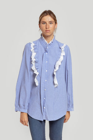 Blusa Volantes Celeste