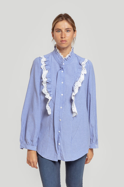 Blusa Volantes Celeste