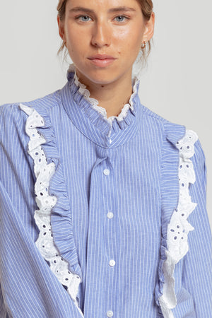 Blusa Volantes Celeste