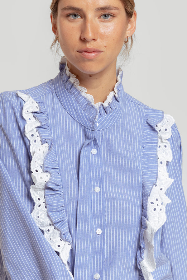 Blusa Volantes Celeste