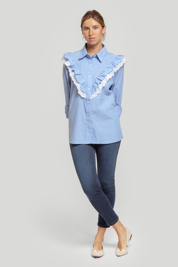 Blusa Celeste Rayas