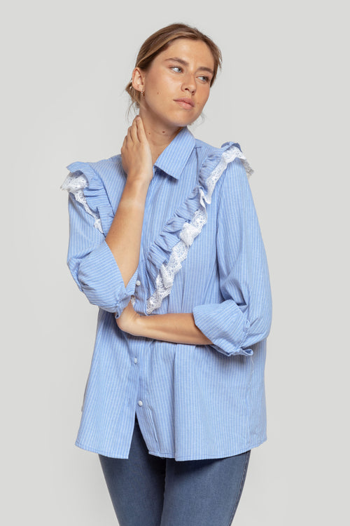 Blusa Celeste Rayas