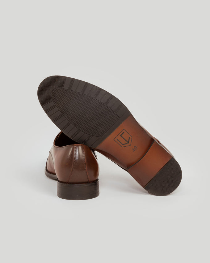 Zapato Monk Strap de Cuero Marrón Claro