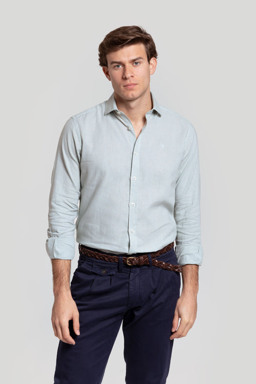Camisa Algodon Y Lino Verde
