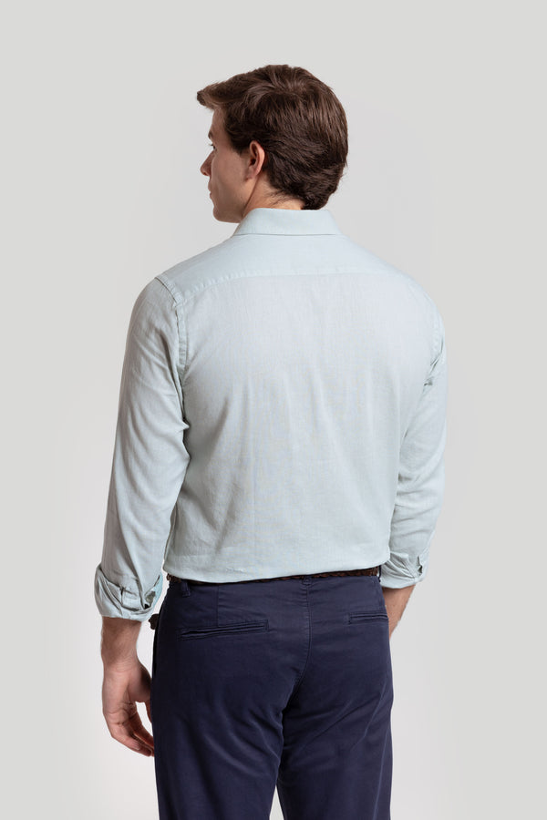 Camisa Algodon Y Lino Verde