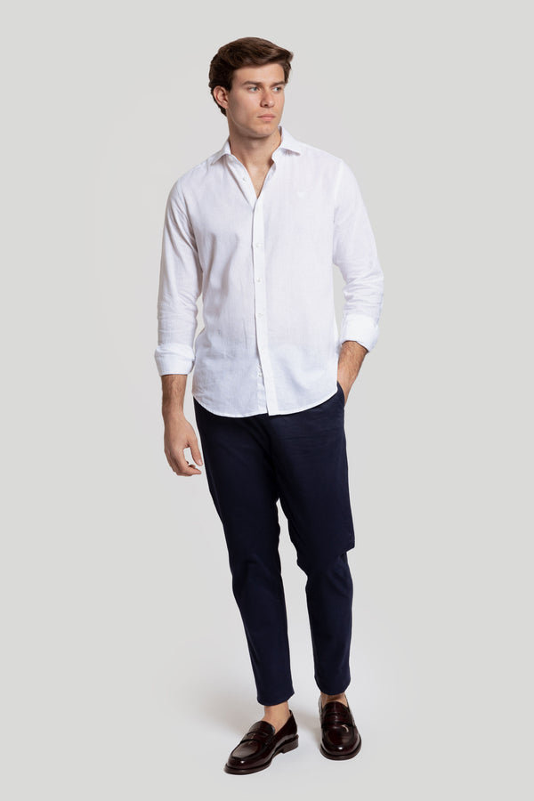 Camisa Algodon Y Lino Blanca