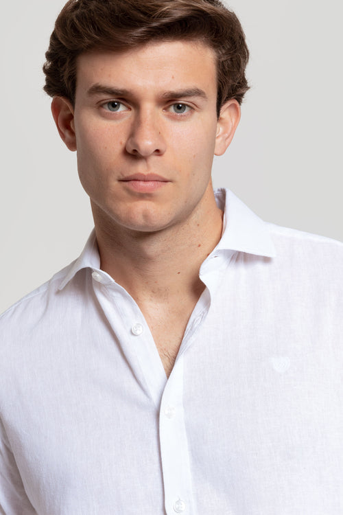 Camisa Algodon Y Lino Blanca