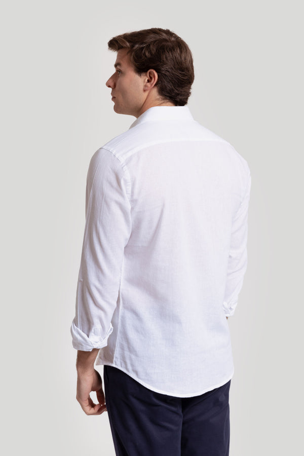 Camisa Algodon Y Lino Blanca
