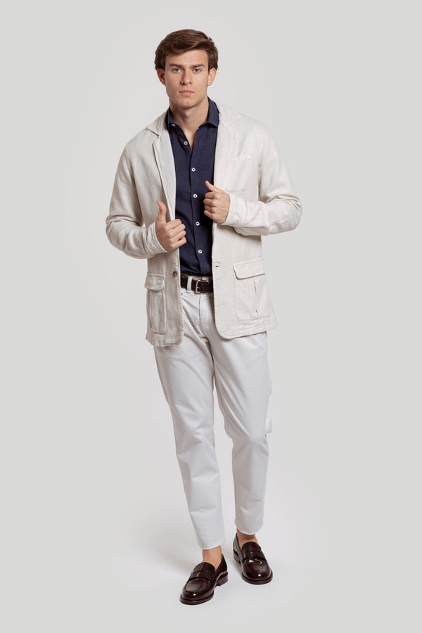 Americana Sport Algodon Lino Beig