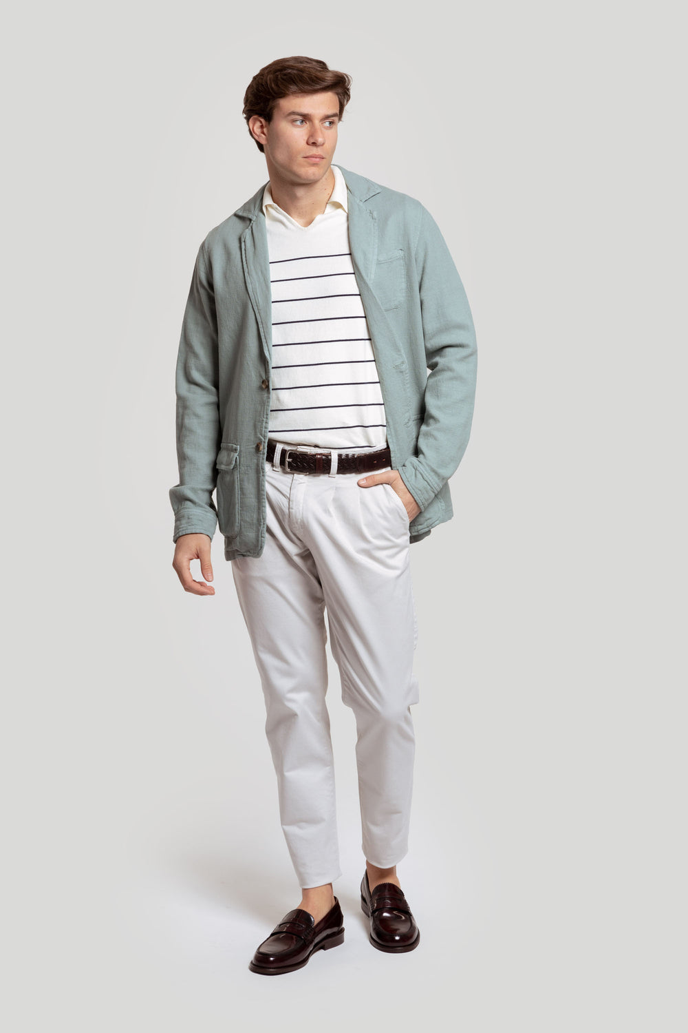 Americana Sport Algodon Lino Verde