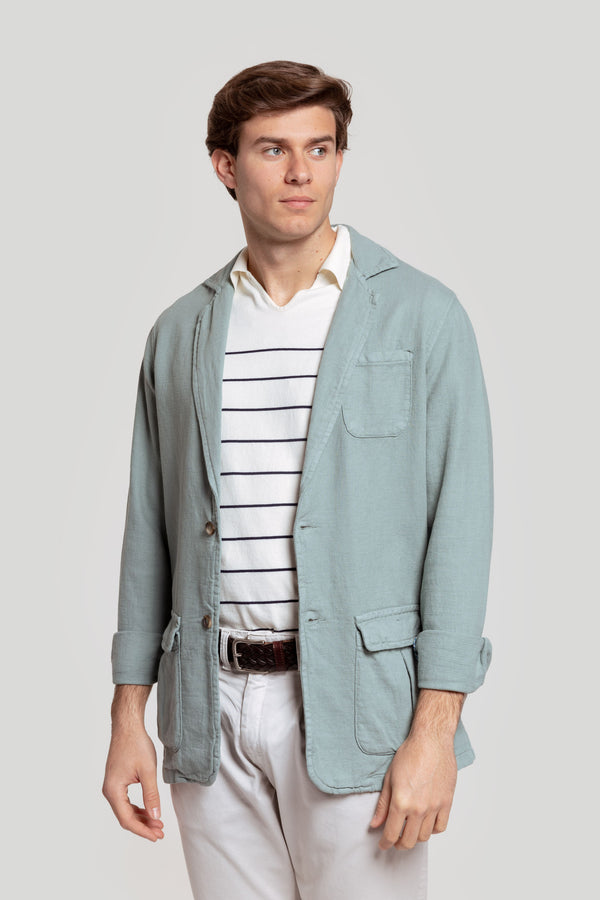 Americana Sport Algodon Lino Verde