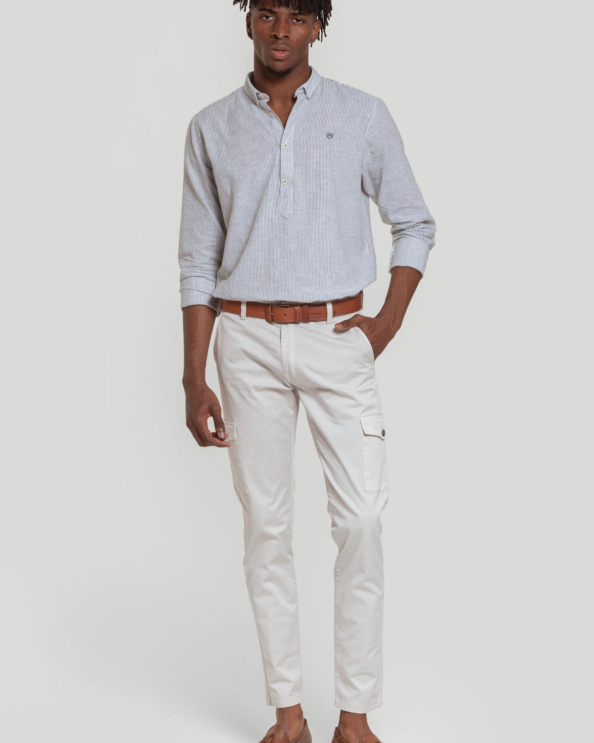 Chino Cargo Botón Hueso