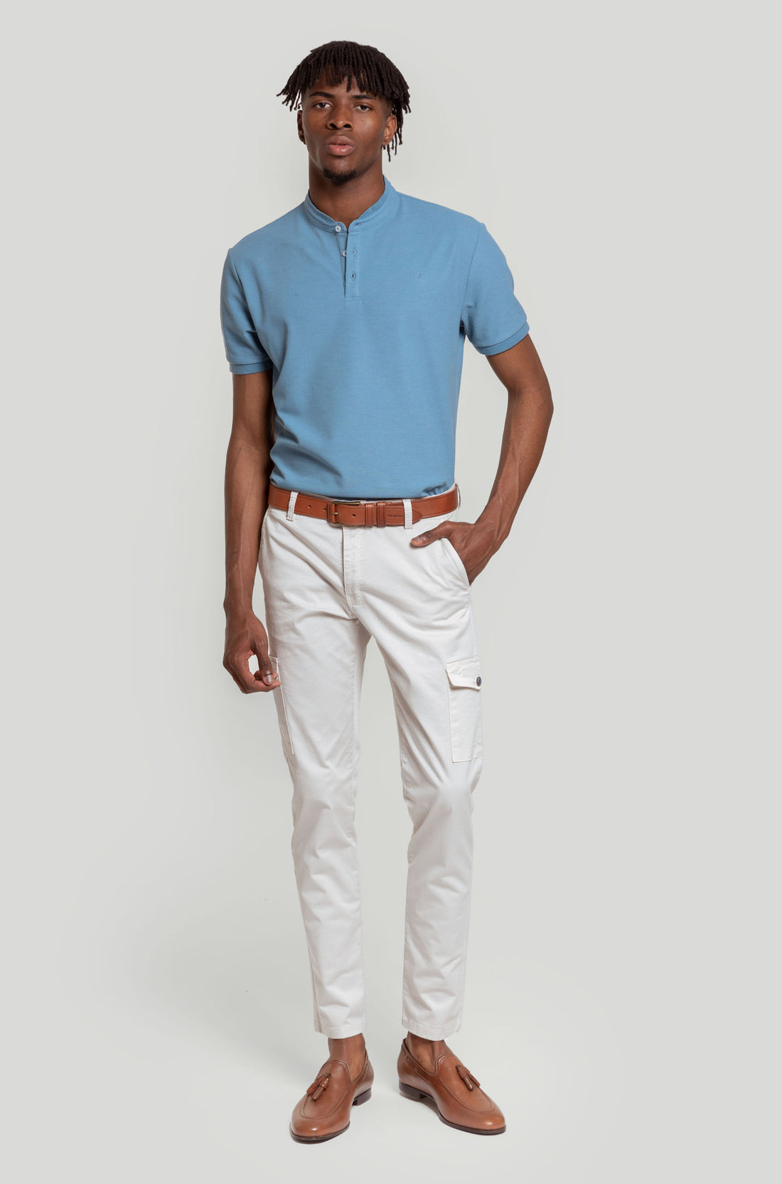 Polo Cuello Botones Índigo