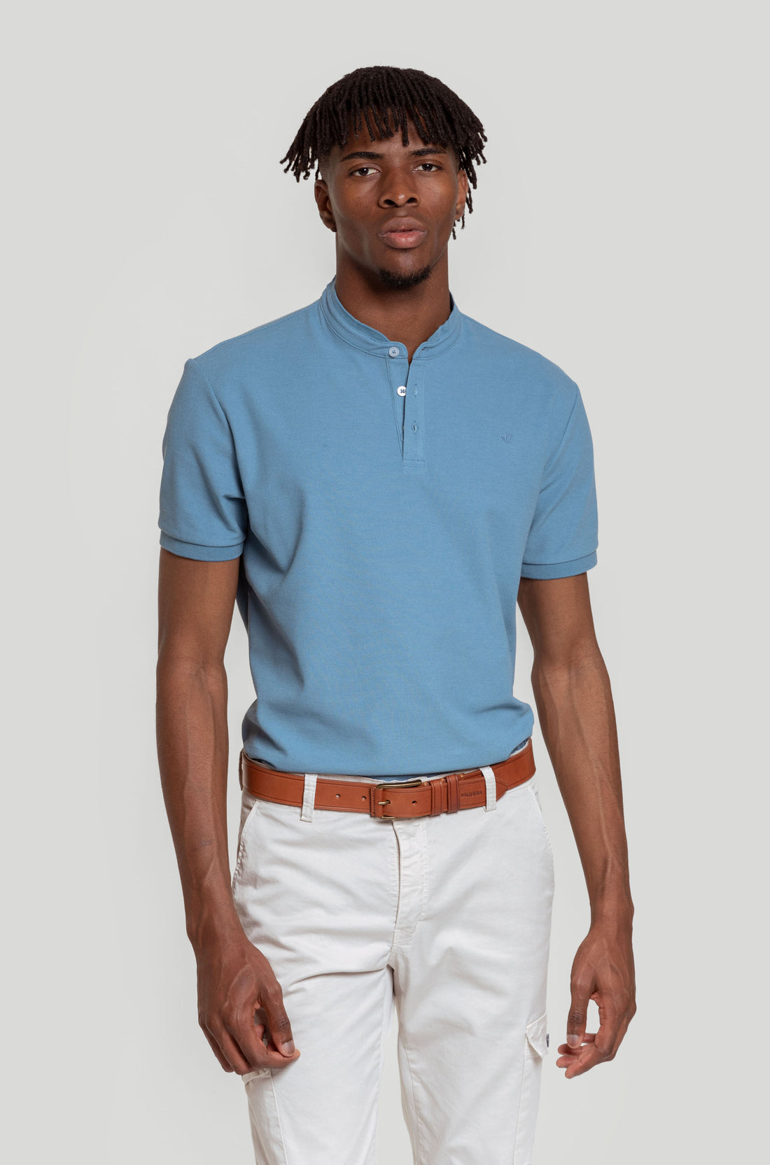 Polo Cuello Botones Índigo