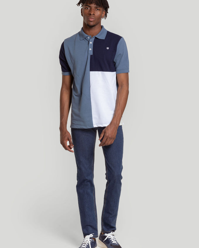 Polo com escudo azul-marinho
