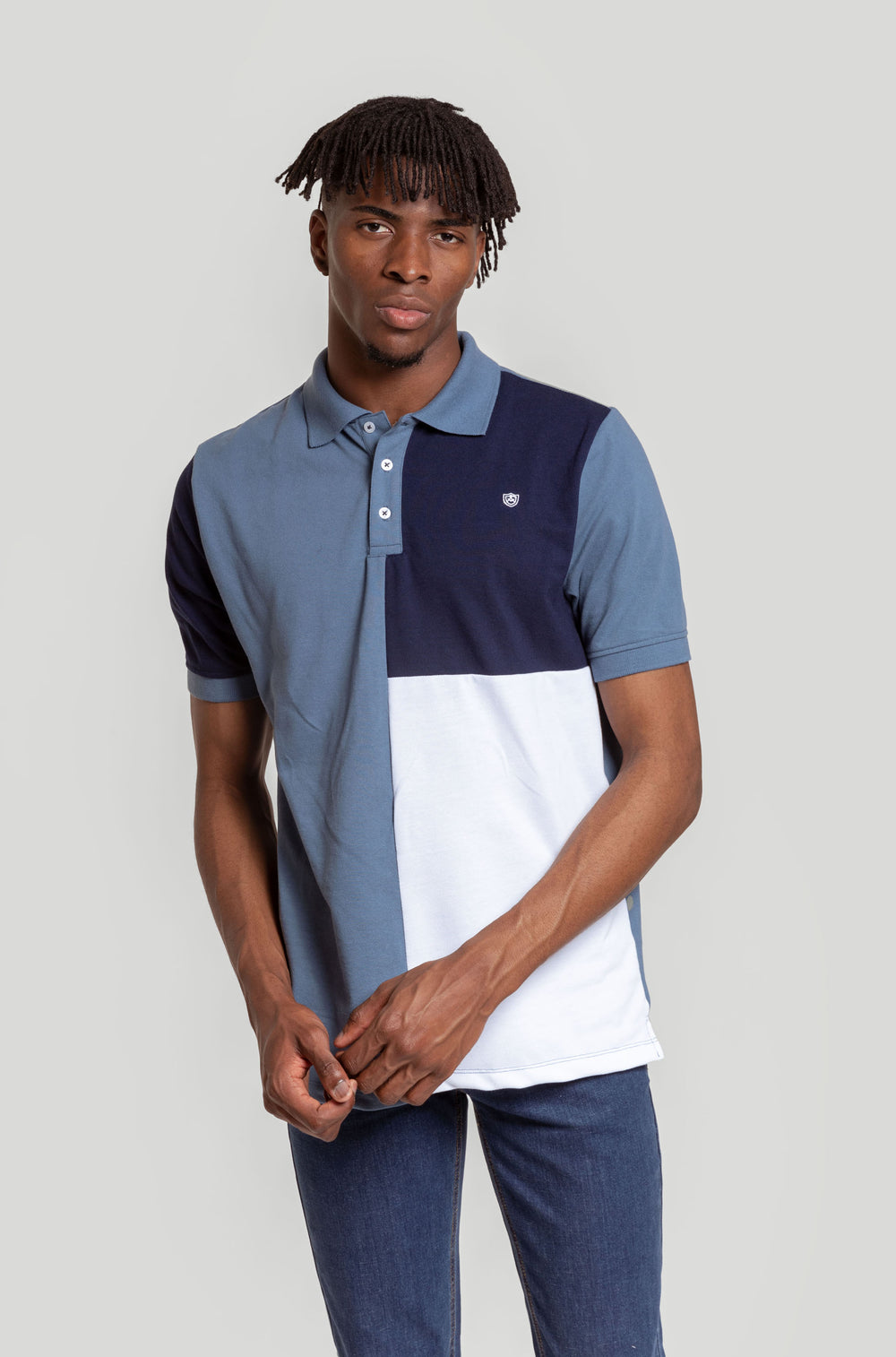 Polo Cuadro Escudo Marino