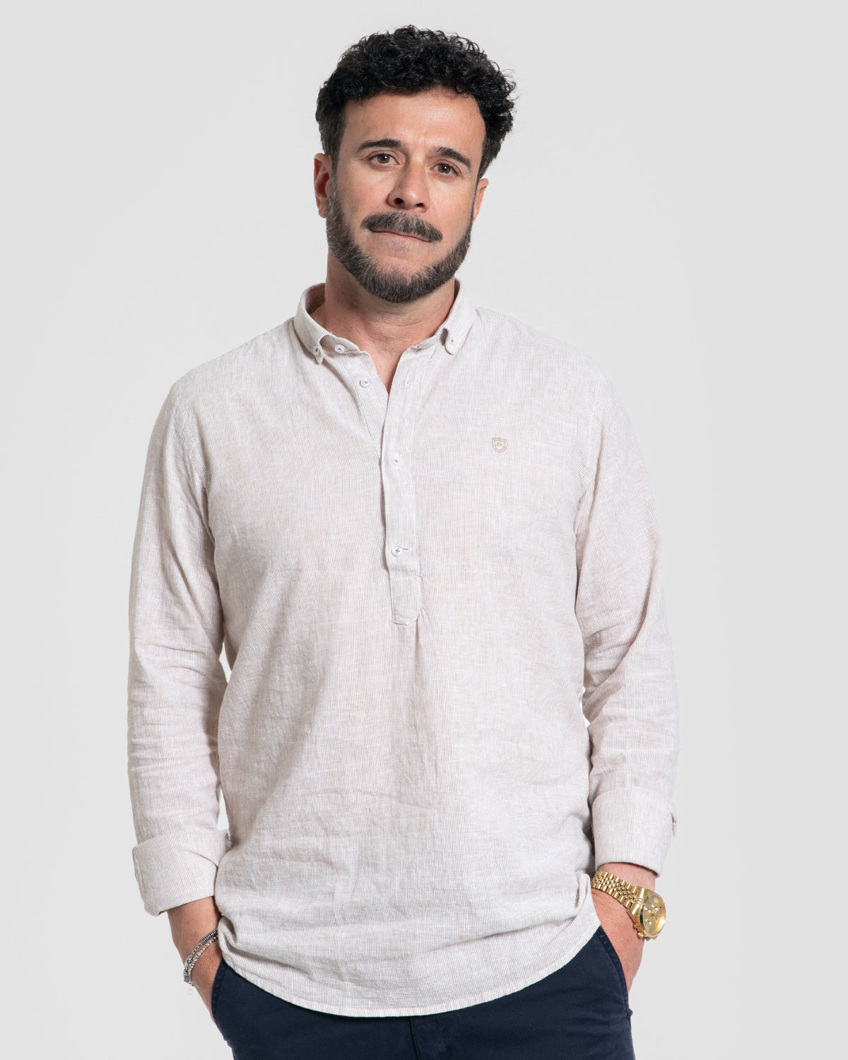 Camel Striped Polo Shirt
